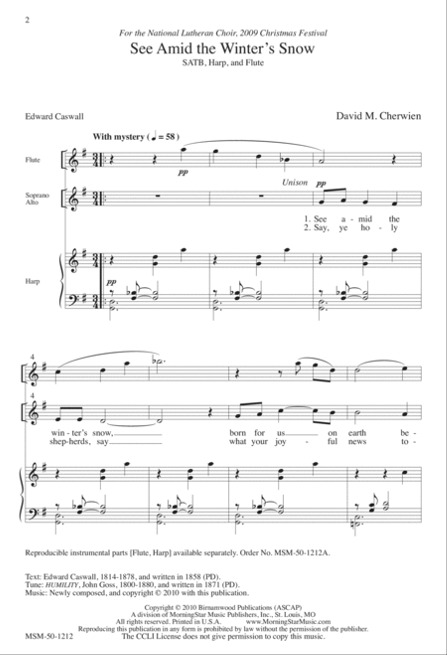 See Amid the Winter's Snow 4-Part scores gallery preview page 2