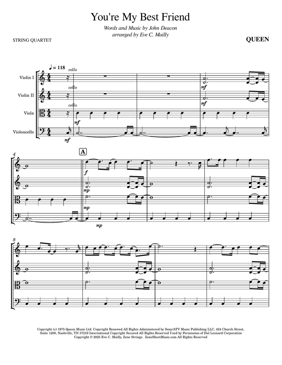 You're My Best Friend You're My Best Friend String Quartet scores gallery preview page 1