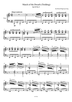 Grieg - March of the Dwarfs - Troldtog - Op.54 No.3 - Original With Fingered