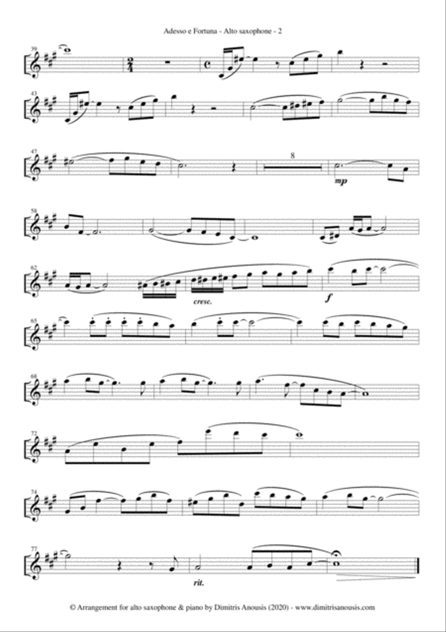 Adesso E Fortuna Alto Saxophone scores gallery preview page 4
