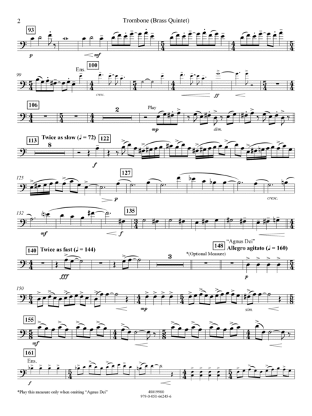 Suite from Mass (arr. Michael Sweeney) - Trombone (Brass Quintet)