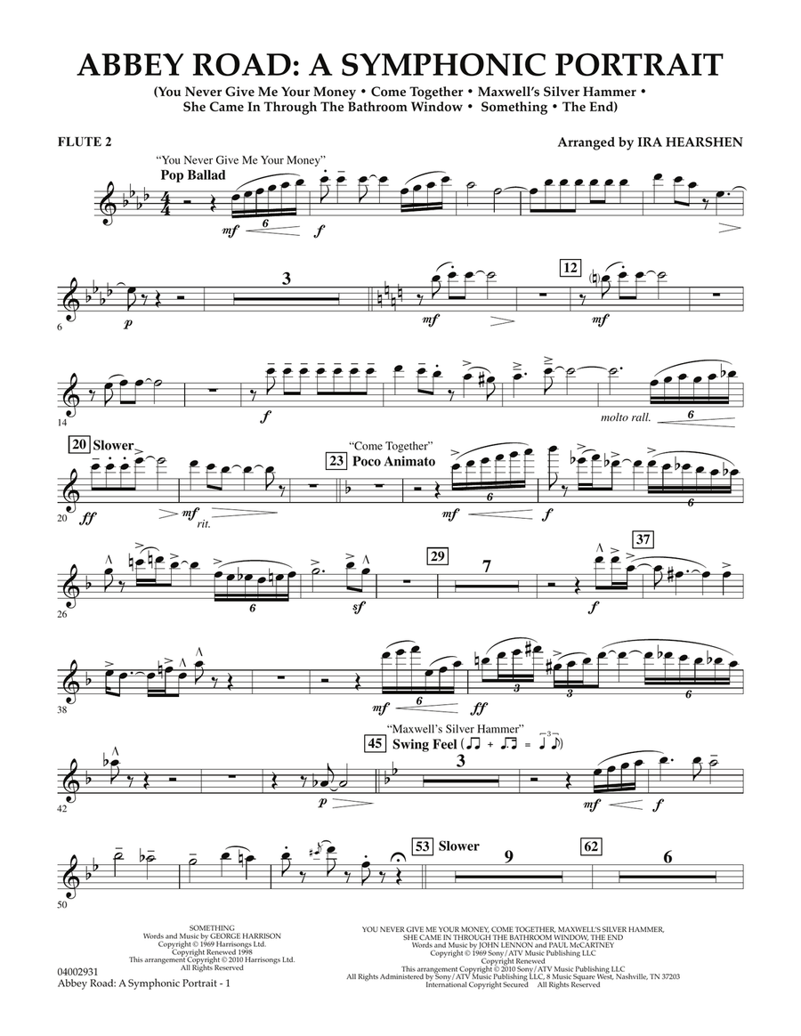 Abbey Road - A Symphonic Portrait - Flute 2 Concert Band scores gallery preview page 1