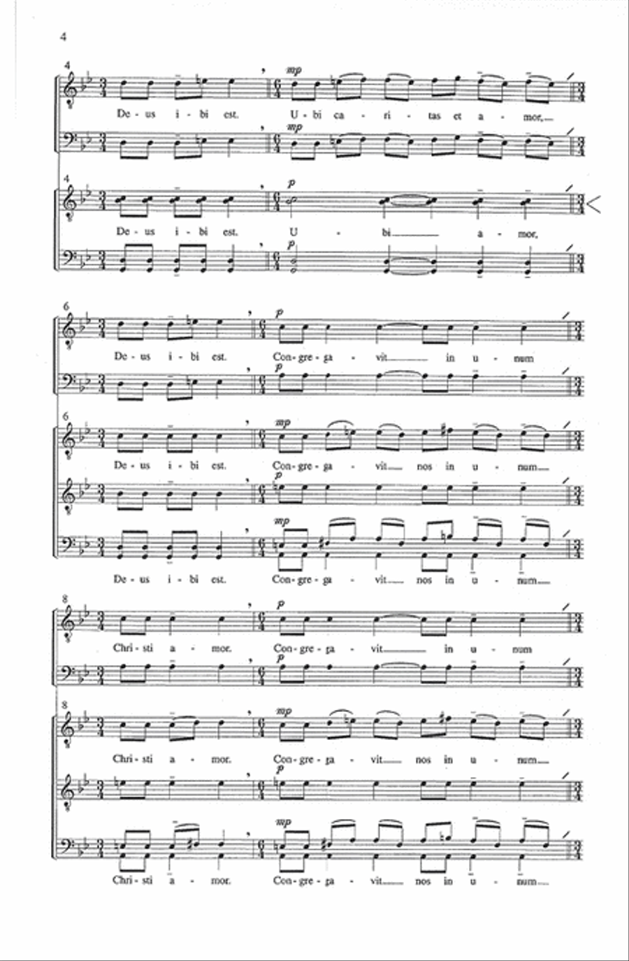 Ubi caritas et amor (TB or TTBB) TTBB scores gallery preview page 3