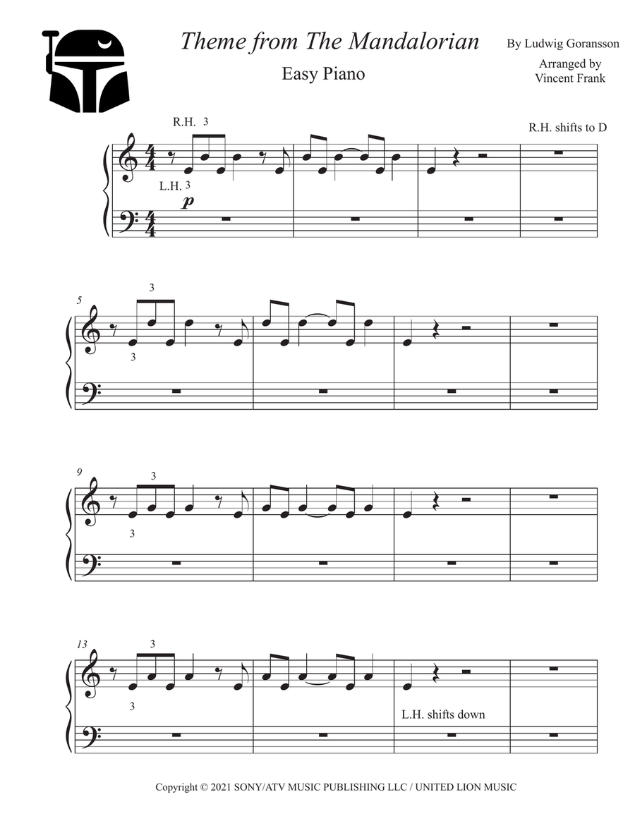 Theme From The Mandalorian Easy Piano scores gallery preview page 2
