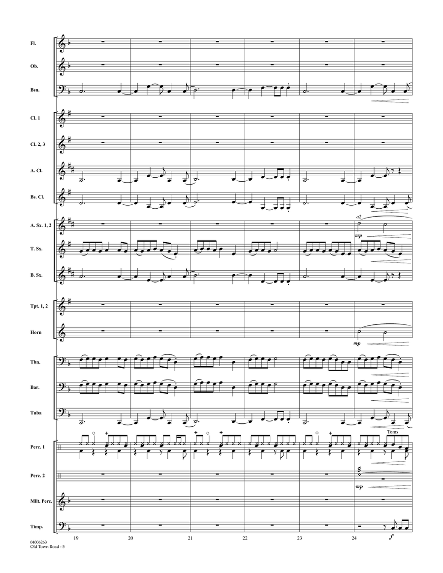Old Town Road (arr. Paul Murtha) - Conductor Score (Full Score) Concert Band scores gallery preview page 5