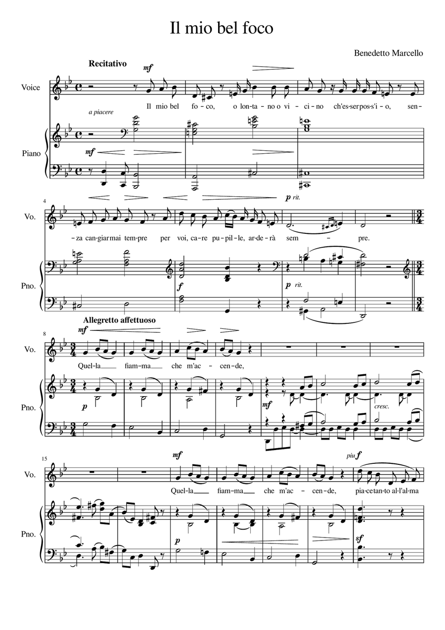 Il mio bel foco - G Minor Voice Solo scores gallery preview page 2