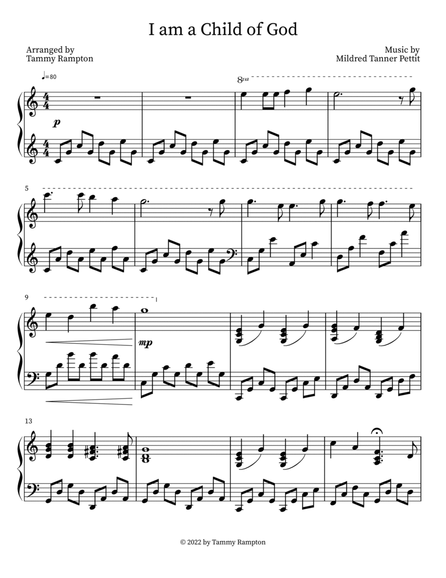 I am a Child of God Piano Solo scores gallery preview page 1