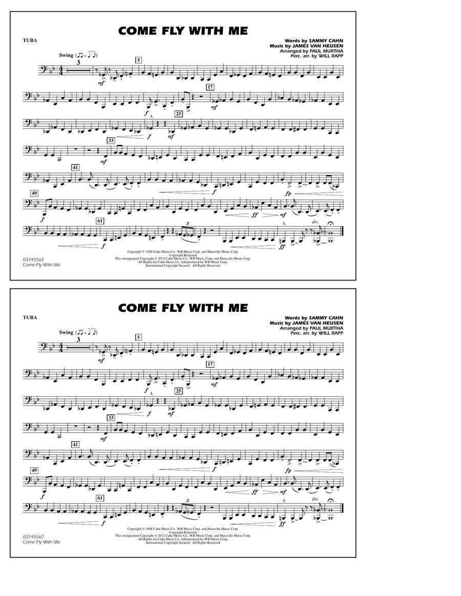 Come Fly With Me - Tuba Marching Band scores gallery preview page 1
