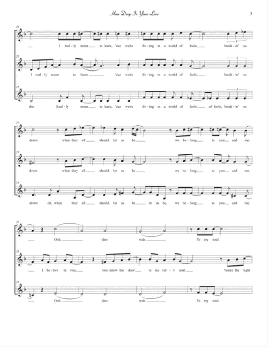 How Deep Is Your Love from the Motion Picture SATURDAY NIGHT FEVER SSA scores gallery preview page 3
