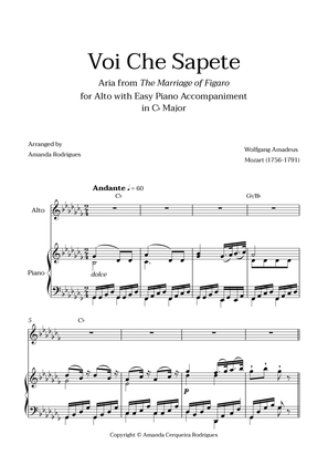 Voi Che Sapete from "The Marriage of Figaro" - Easy Alto and Piano Aria Duet with Chords in Cb Major