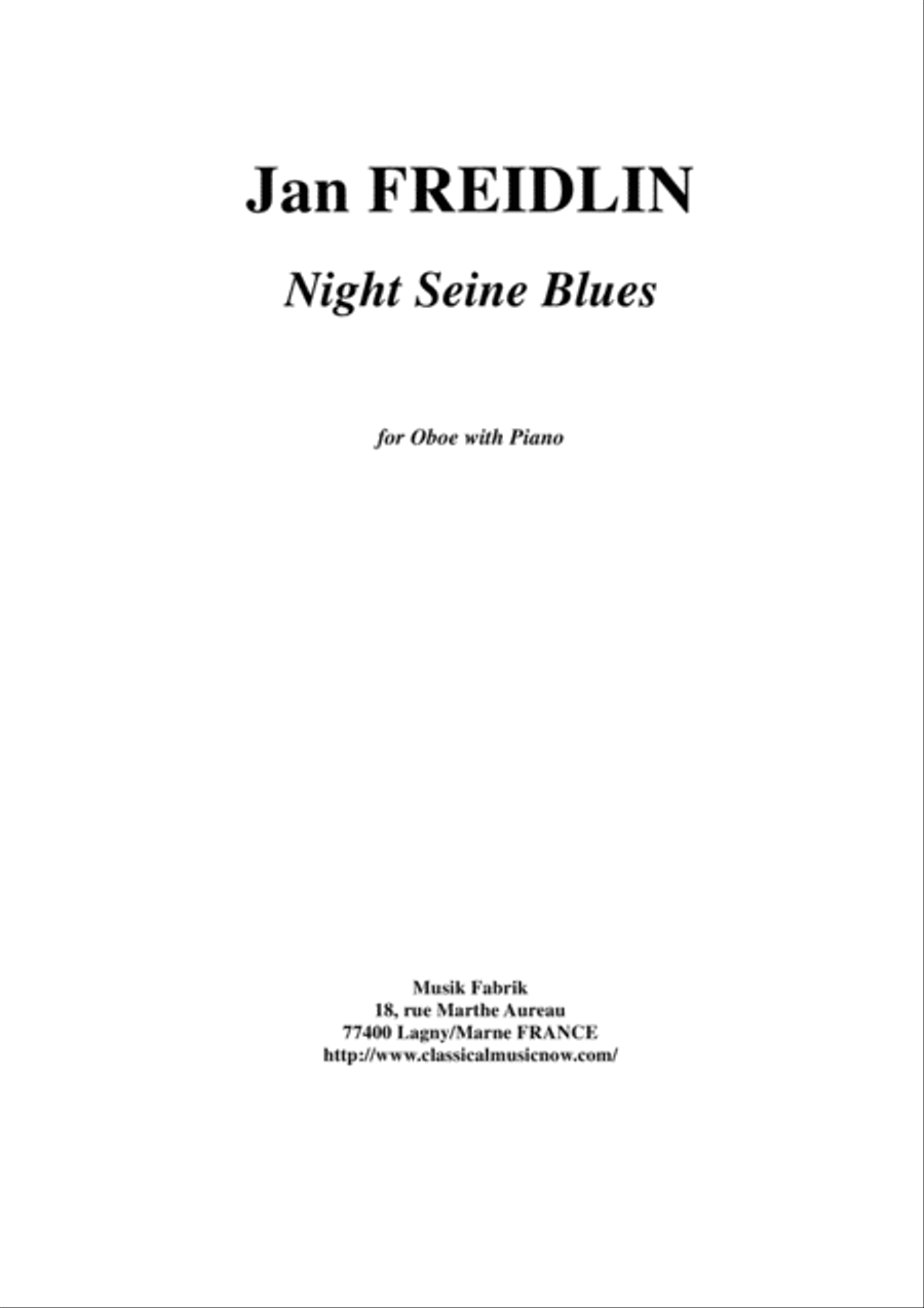 Jan Freidlin: Night Seine Blues for oboe and piano Piano scores gallery preview page 1