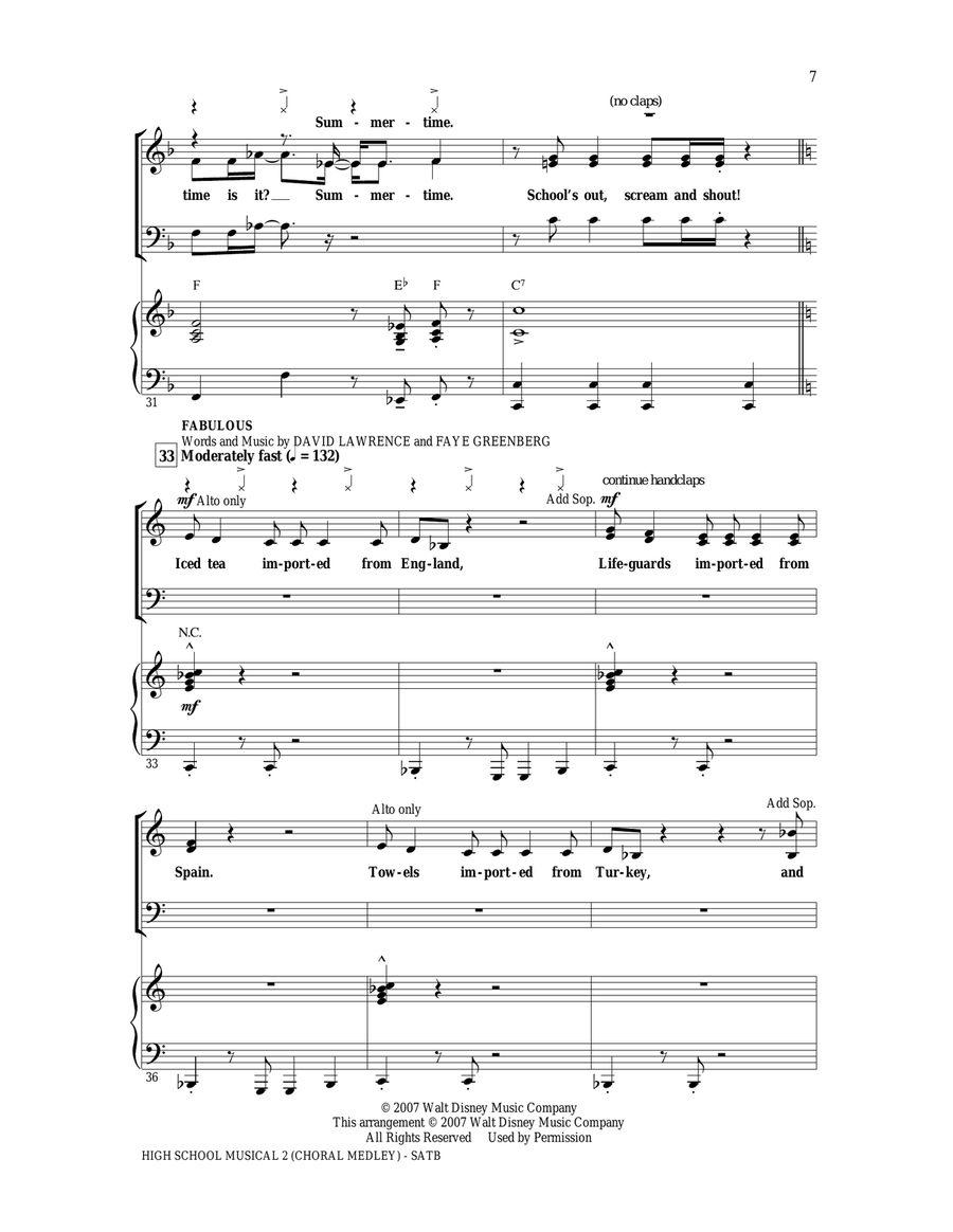 High School Musical 2 (Choral Medley) 4-Part scores gallery preview page 6