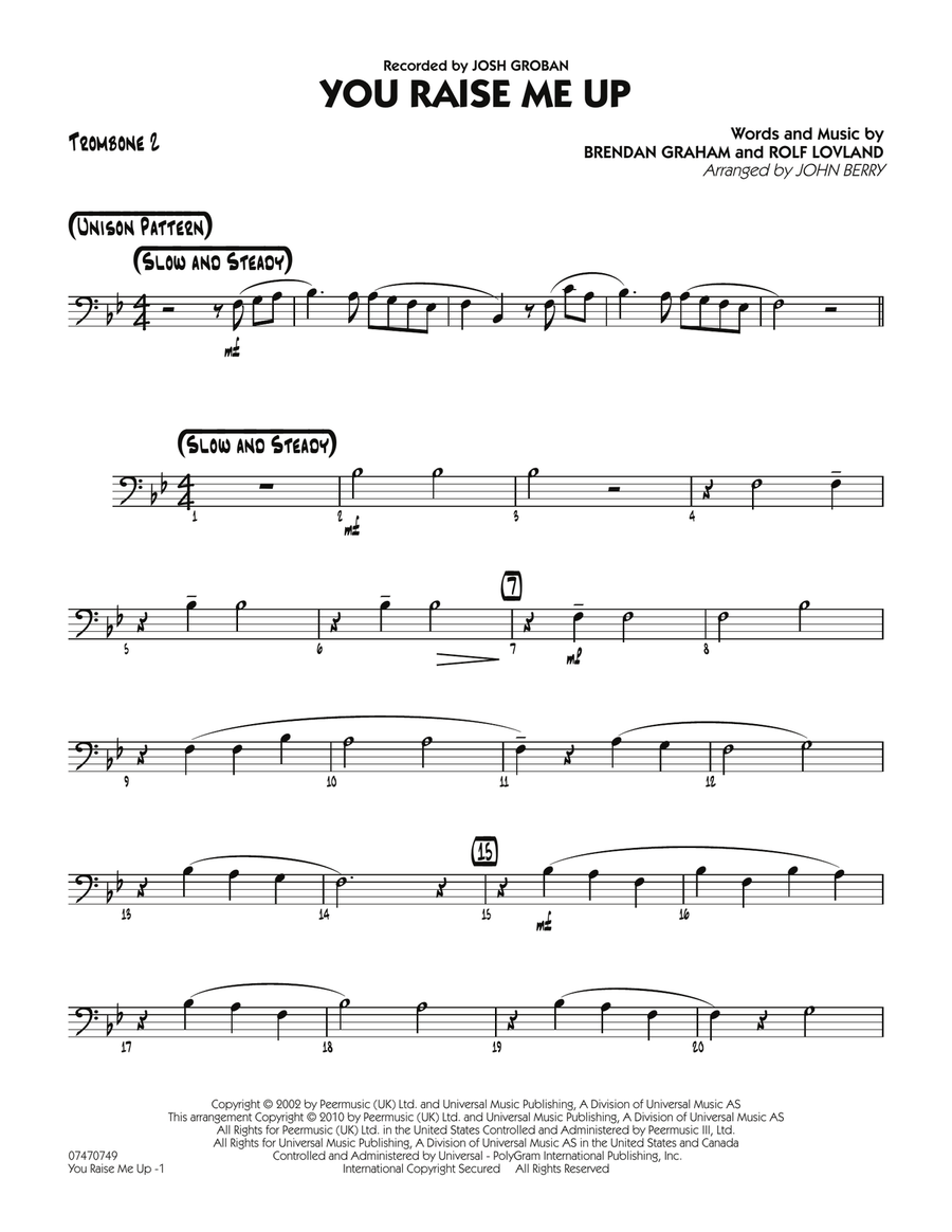 You Raise Me Up - Trombone 2 Jazz Ensemble scores gallery preview page 1