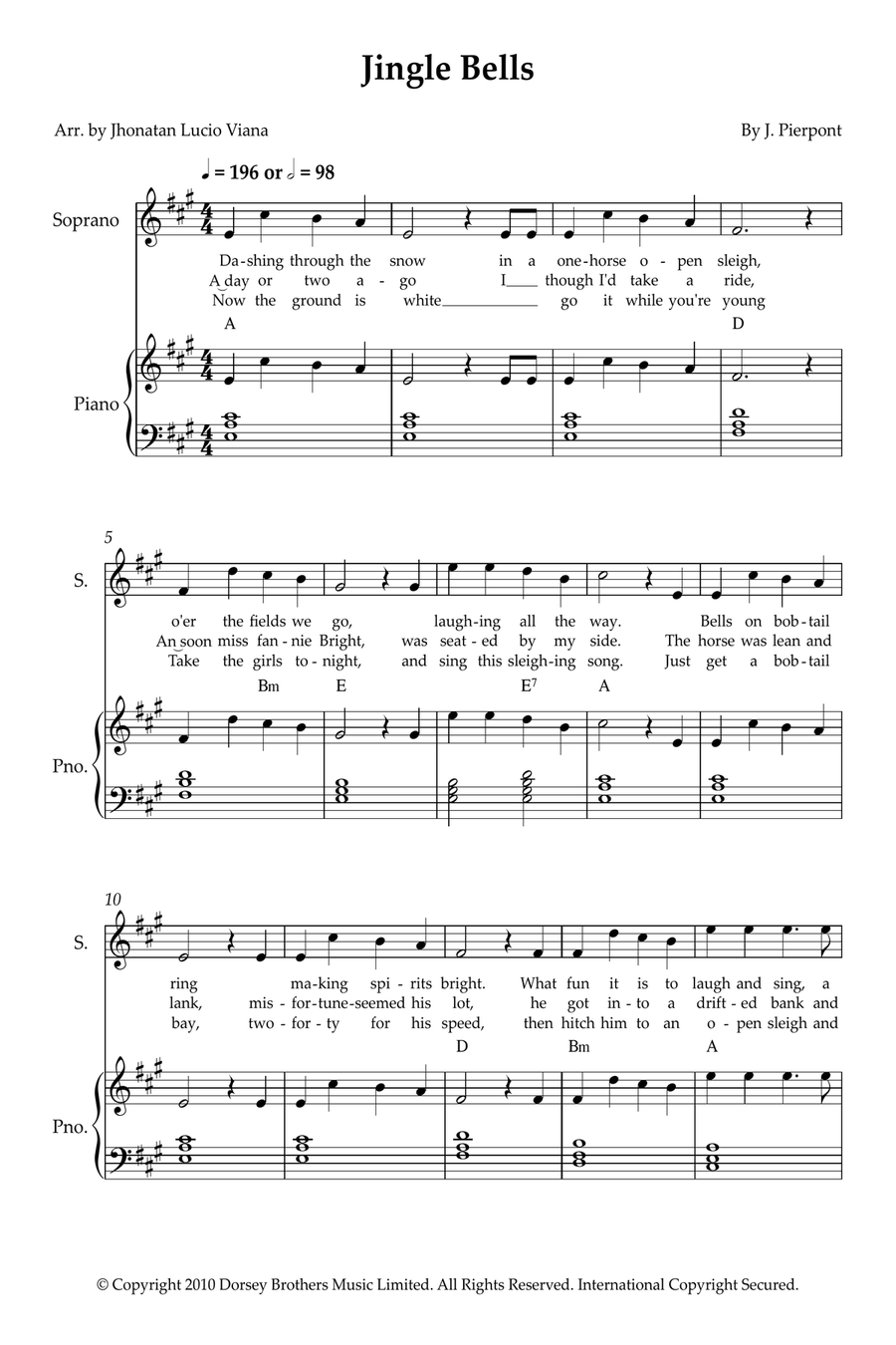 Jingle Bells Jingle Bells Soprano Voice scores gallery preview page 1