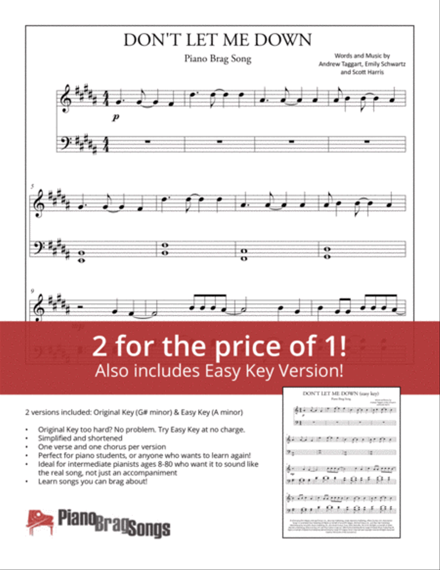 Don't Let Me Down Easy Piano scores gallery preview page 1