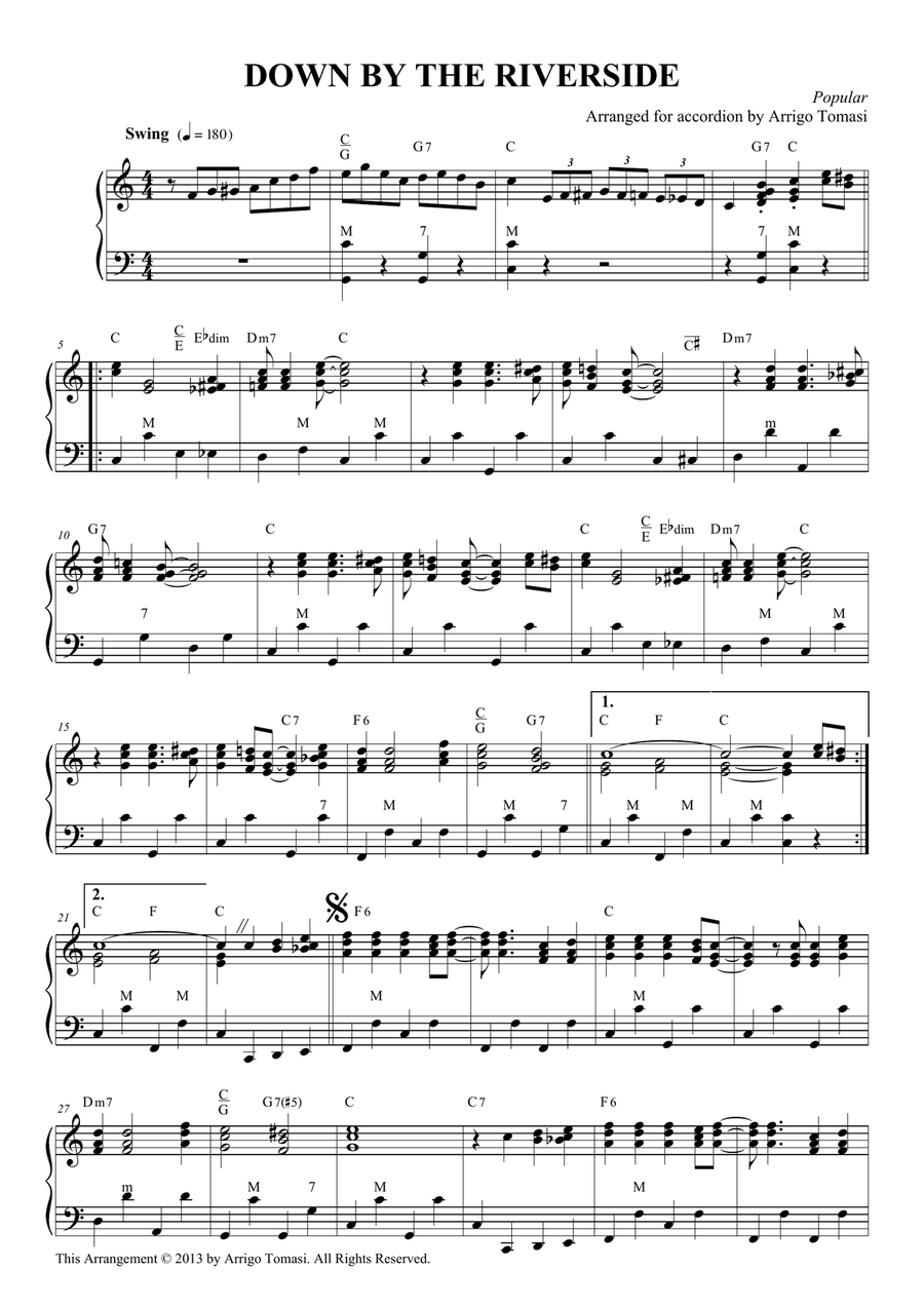 Down by the Riverside (Solo Accordion) Down by the Riverside (Solo Accordion) Accordion scores gallery preview page 1
