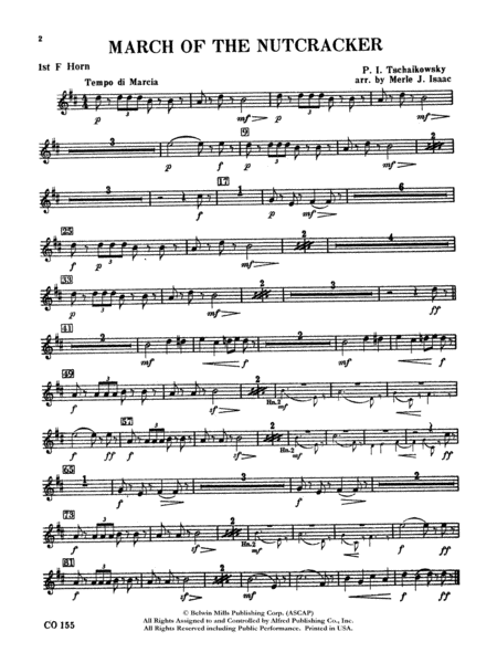 Nutcracker Ballet, Set II ("March of the Nutcracker" and "Trepak"): 1st F Horn