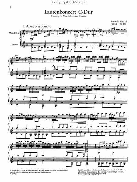 Lautenkonzert (Lute Concerto) in C Major - Arranged for Mandolin and Guitar
