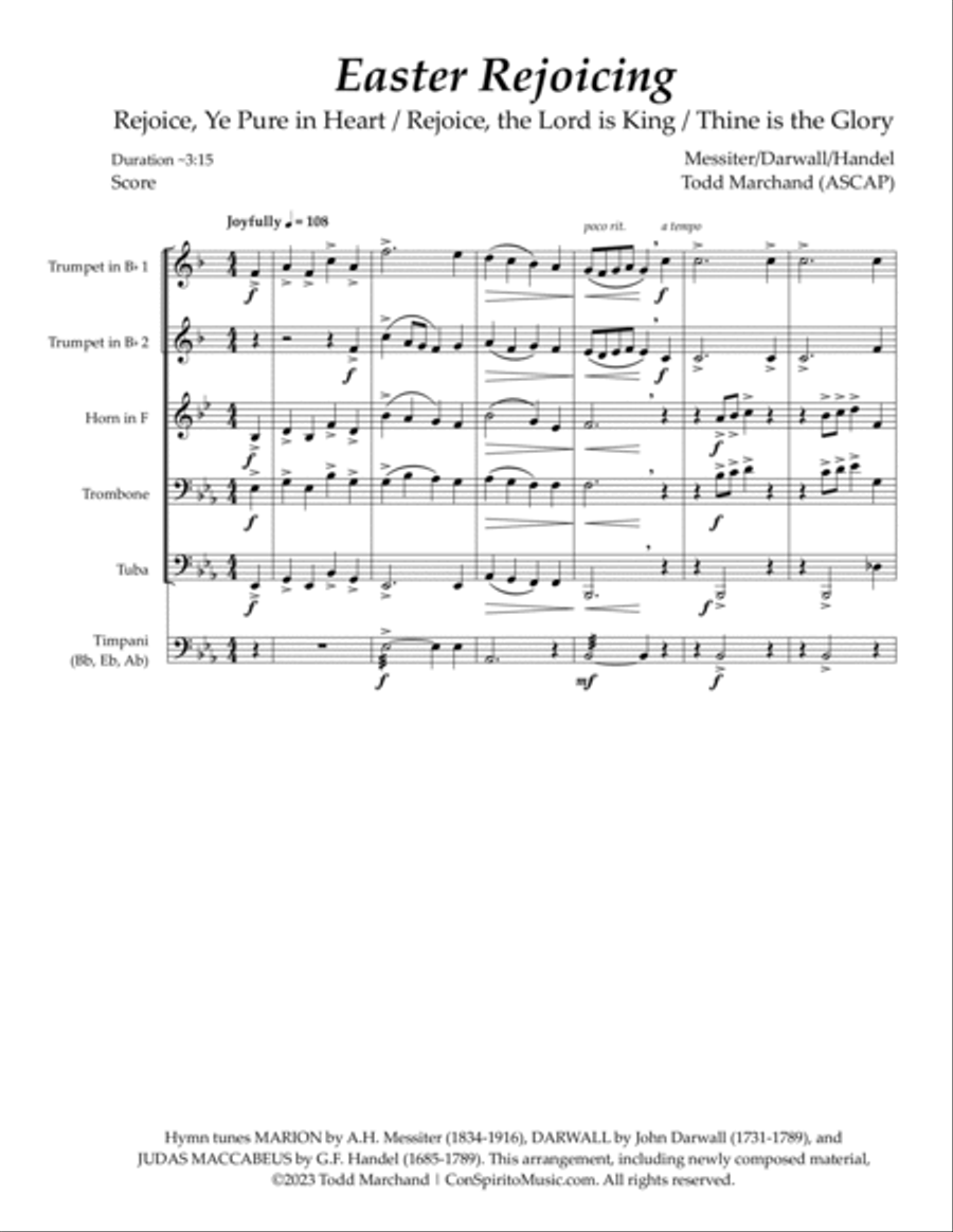 Easter Rejoicing — hymn medley for brass quintet, optional timpani Brass Quintet scores gallery preview page 2