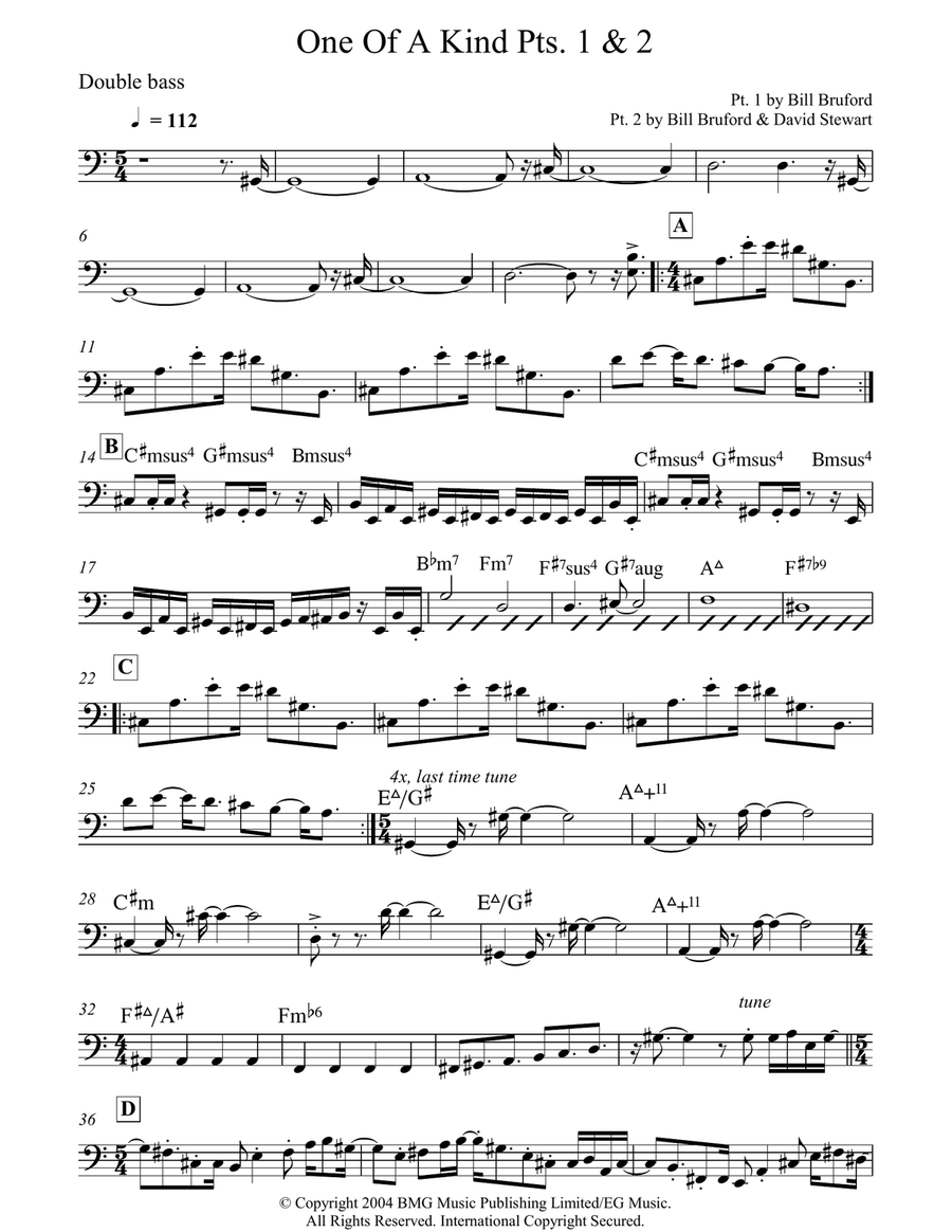One Of A Kind Pts. 1 & 2 One Of A Kind Pts. 1 & 2 Bass Guitar scores gallery preview page 1