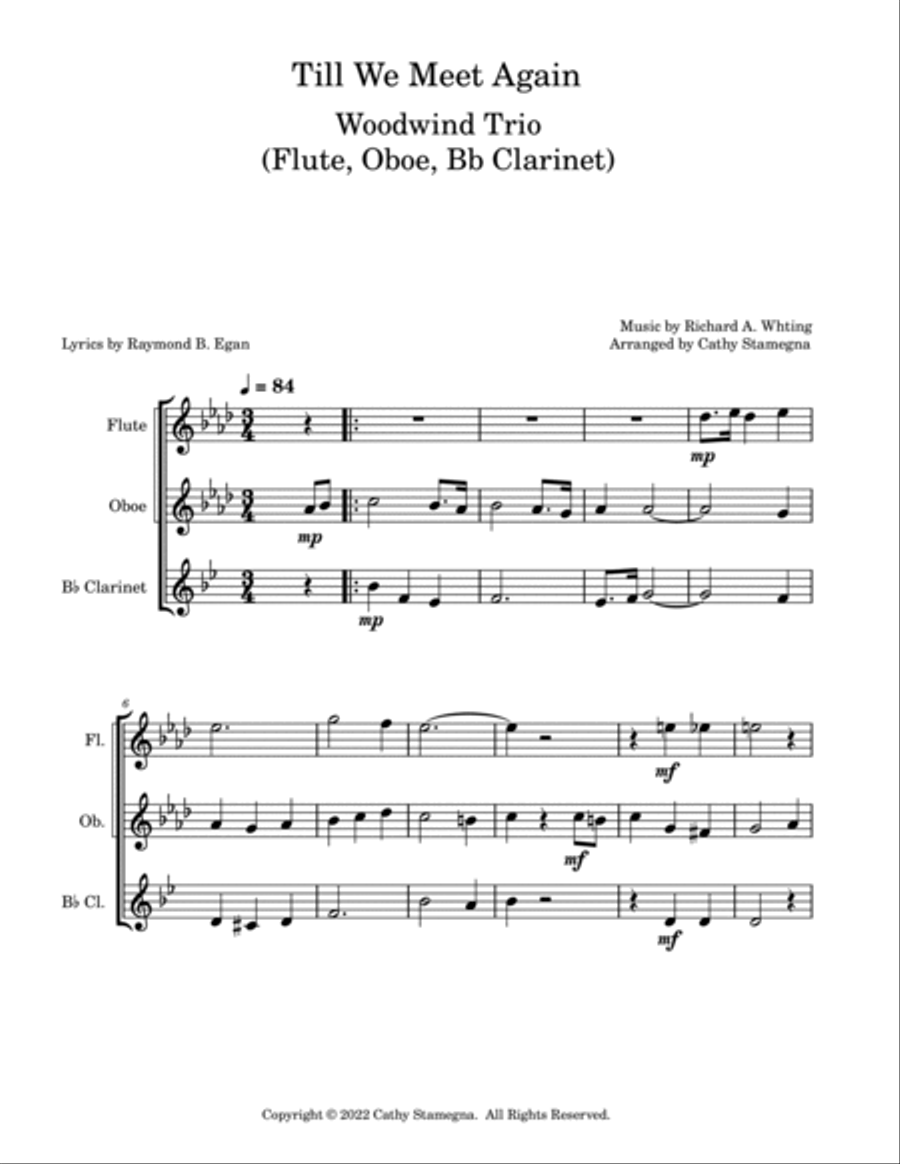 Till We Meet Again - Woodwind Trio (Flute, Oboe, Bb Clarinet) Woodwind Trio scores gallery preview page 2