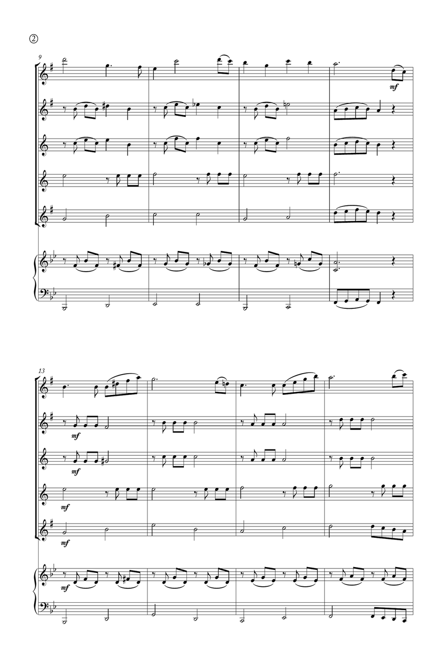 Hymne A L'amour Saxophone Quintet scores gallery preview page 2