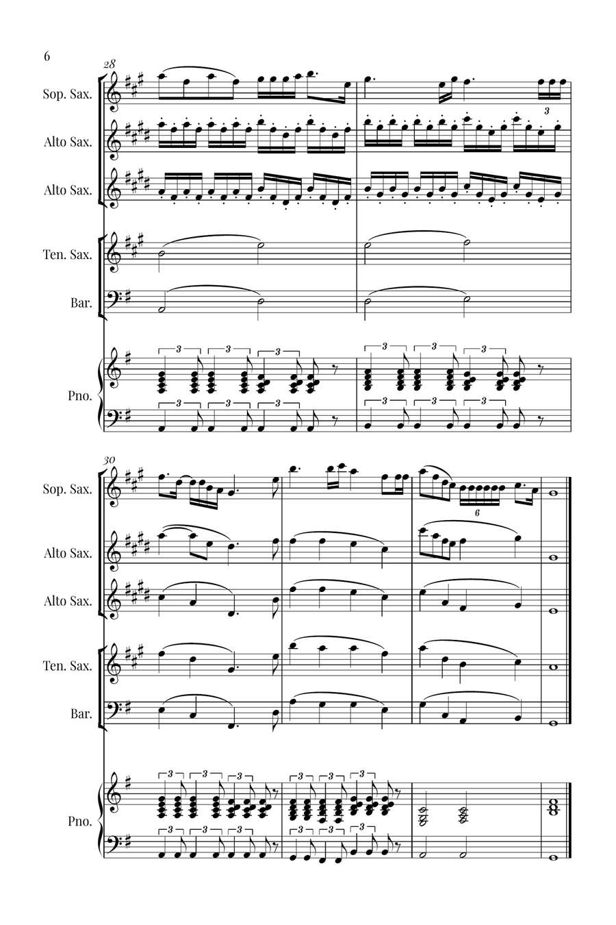Die With A Smile Saxophone Quintet scores gallery preview page 6