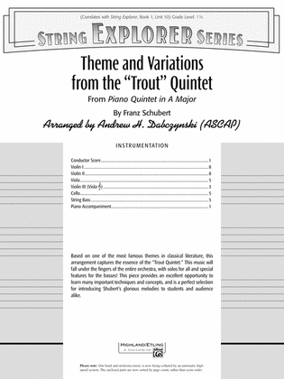 Book cover for Theme and Variations from the "Trout" Quintet: Score