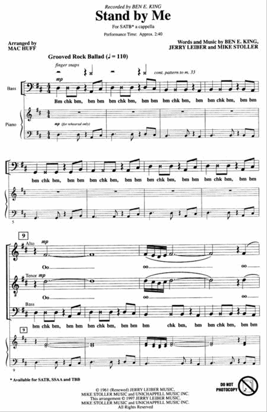 Stand by Me 4-Part scores gallery preview page 2