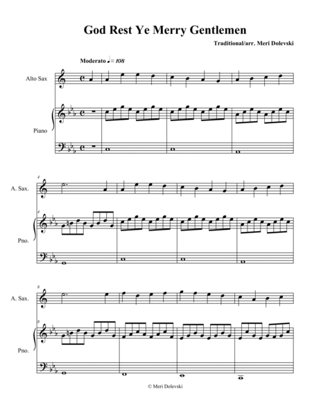God Rest Ye Merry Gentlemen: E flat saxes (alto, baritone)/piano