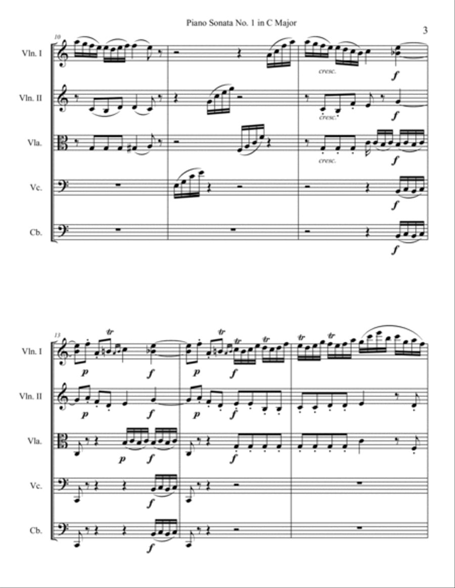 Piano Sonata No. 1 String Orchestra scores gallery preview page 3