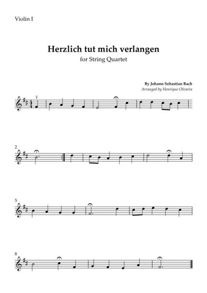 Bach's Choral - "Herzlich tut mich verlangen" (String Quartet) image number null