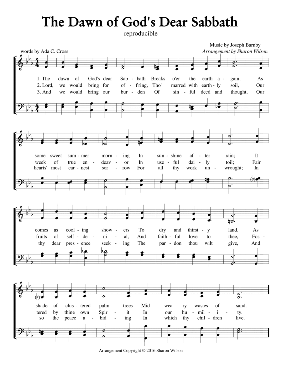 The Dawn of God's Dear Sabbath (Sabbath Celebration) High Voice scores gallery preview page 1