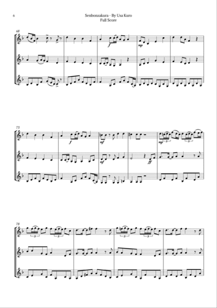 Senbonzakura String Trio scores gallery preview page 6