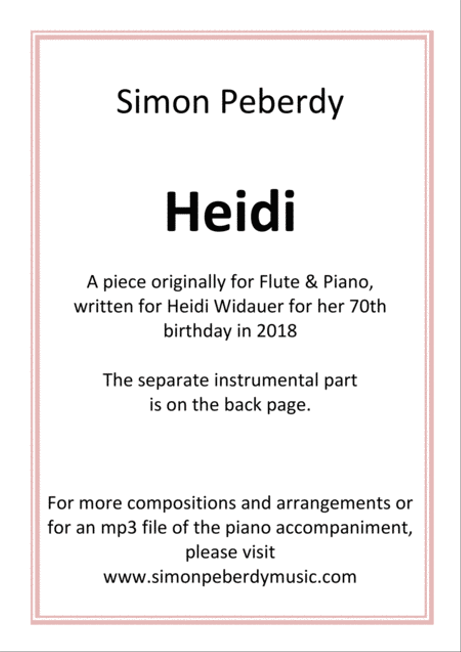 Heidi, for Clarinet and Piano by Simon Peberdy Clarinet Solo scores gallery preview page 2