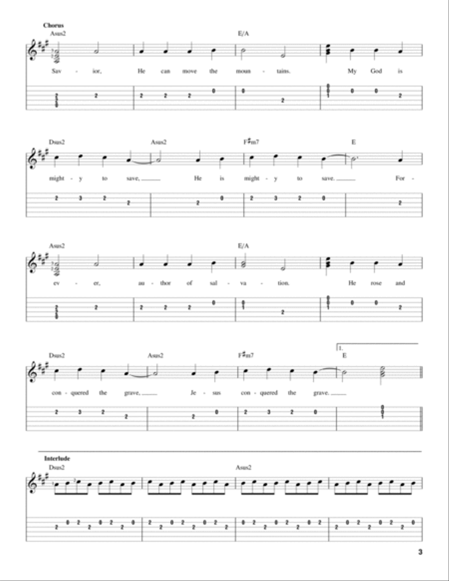 Mighty To Save Guitar Tablature scores gallery preview page 3