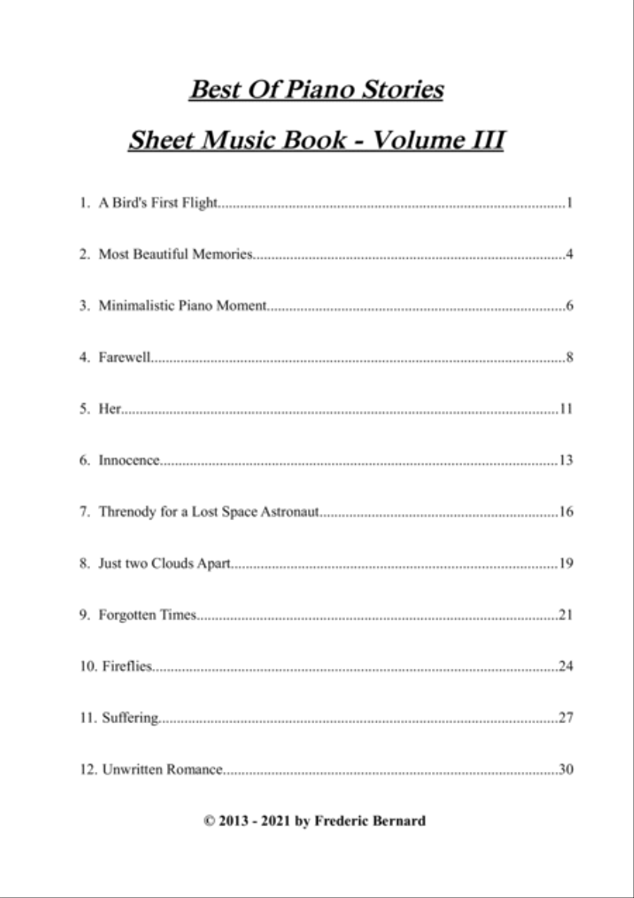 Best Of Piano Stories, Sheet Music Book - Volume III (Minimalistic New Age Piano Solo PianoPassion) Piano Solo scores gallery preview page 2