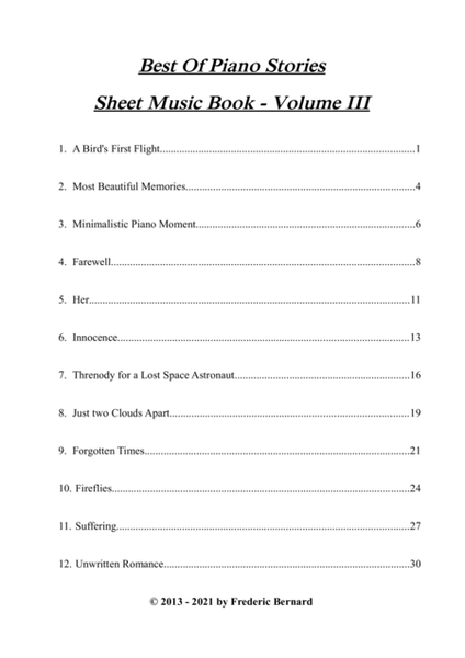 Best Of Piano Stories, Sheet Music Book - Volume III (Minimalistic New Age Piano Solo PianoPassion)