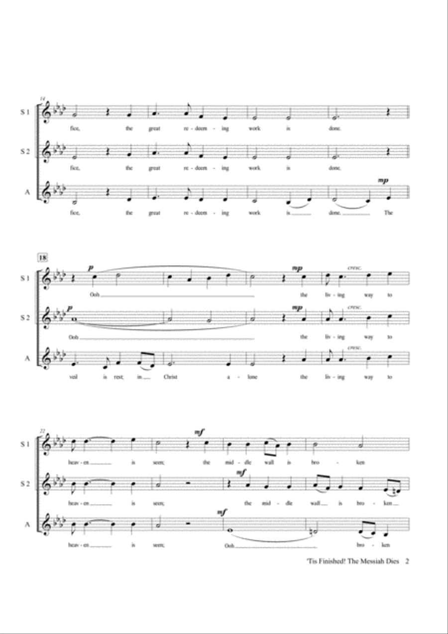 'Tis Finished! The Messiah Dies - SSA A Cappella SSA scores gallery preview page 3