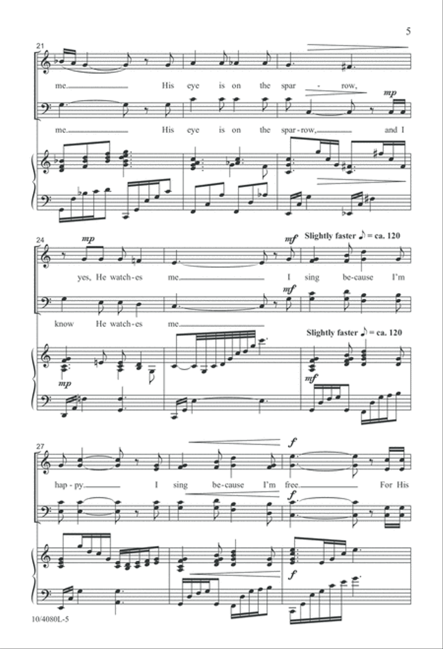 His Eye Is on the Sparrow 4-Part scores gallery preview page 6