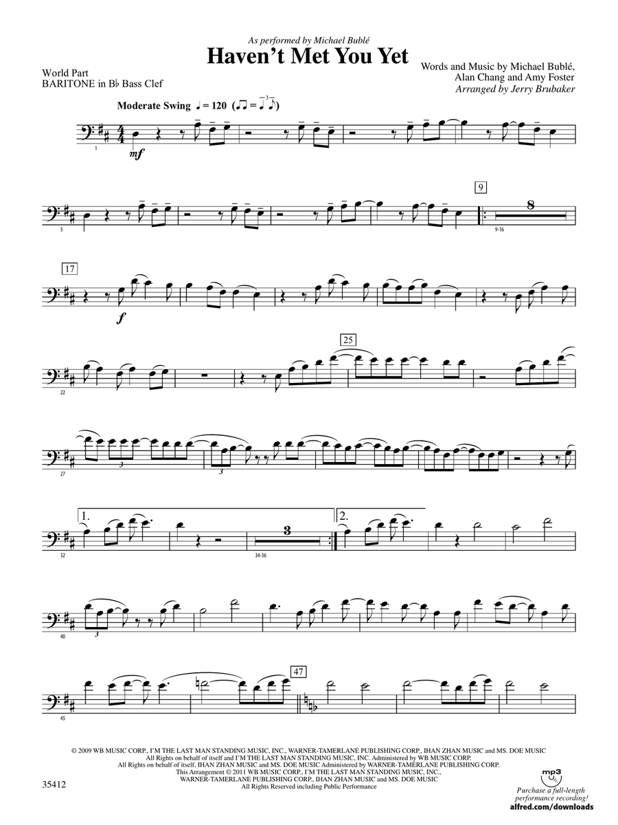 Haven't Met You Yet: (World Part) B-flat Baritone B.C.