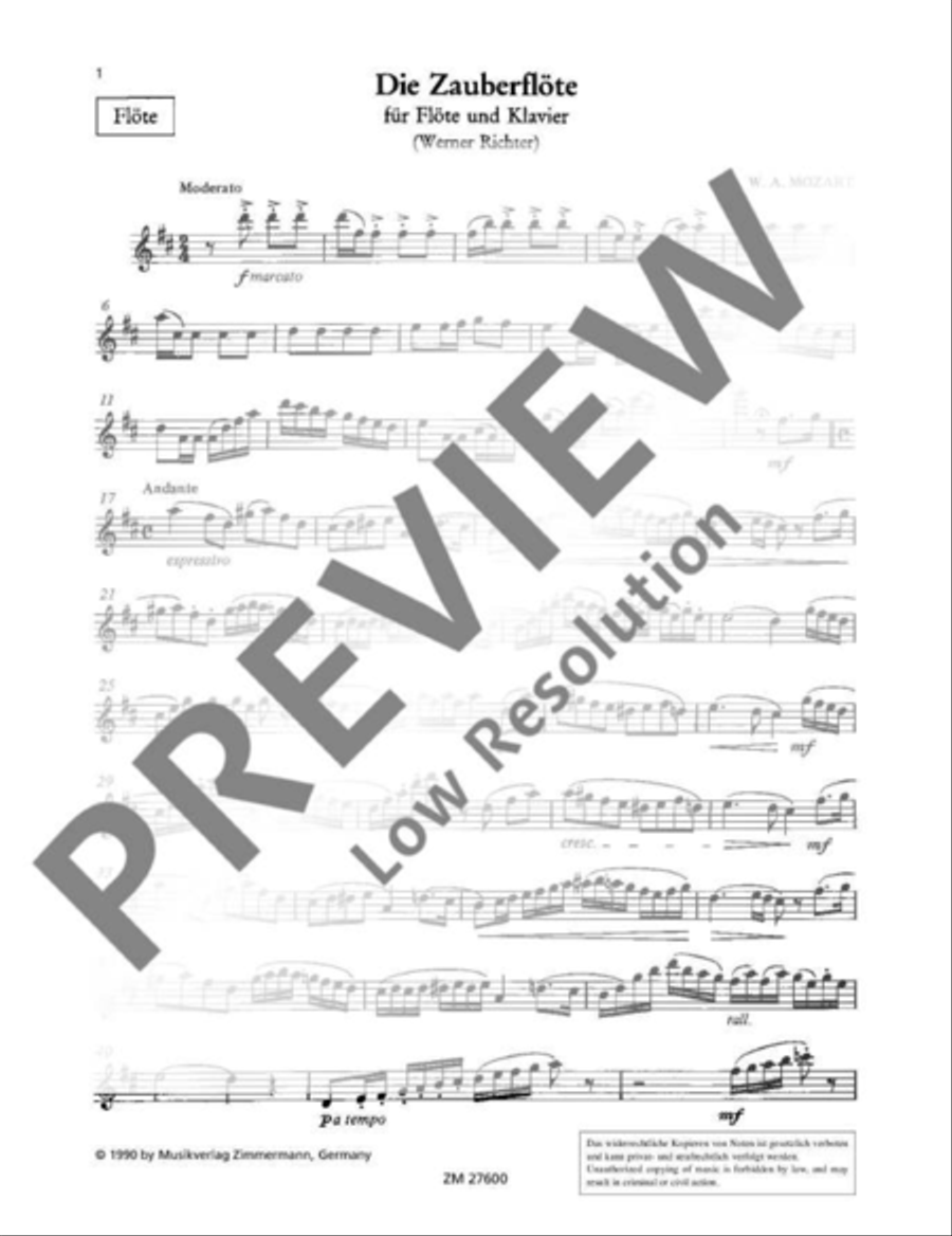 Die Zauberflöte Flute Solo scores gallery preview page 16
