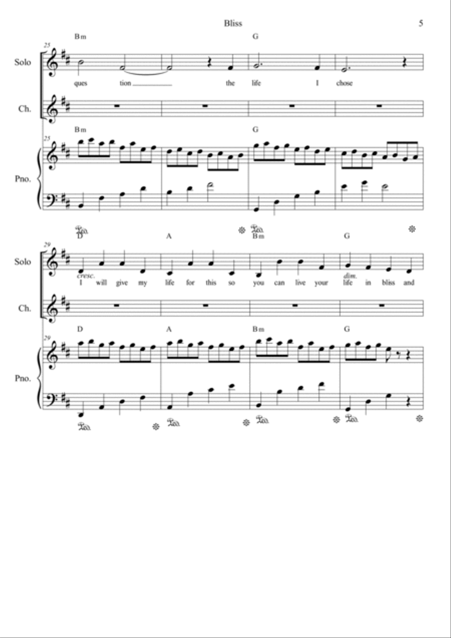 Bliss - Unsent Letter to a Soldier's Daughter (SCORE) 2-Part scores gallery preview page 5