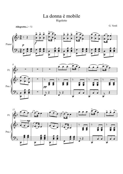Giuseppe Verdi - La donna e mobile (Rigoletto) Flute Solo - F Key image number null