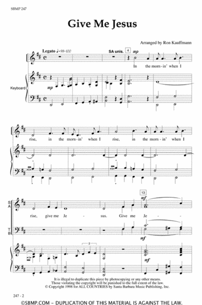 Give Me Jesus - SATB Octavo image number null