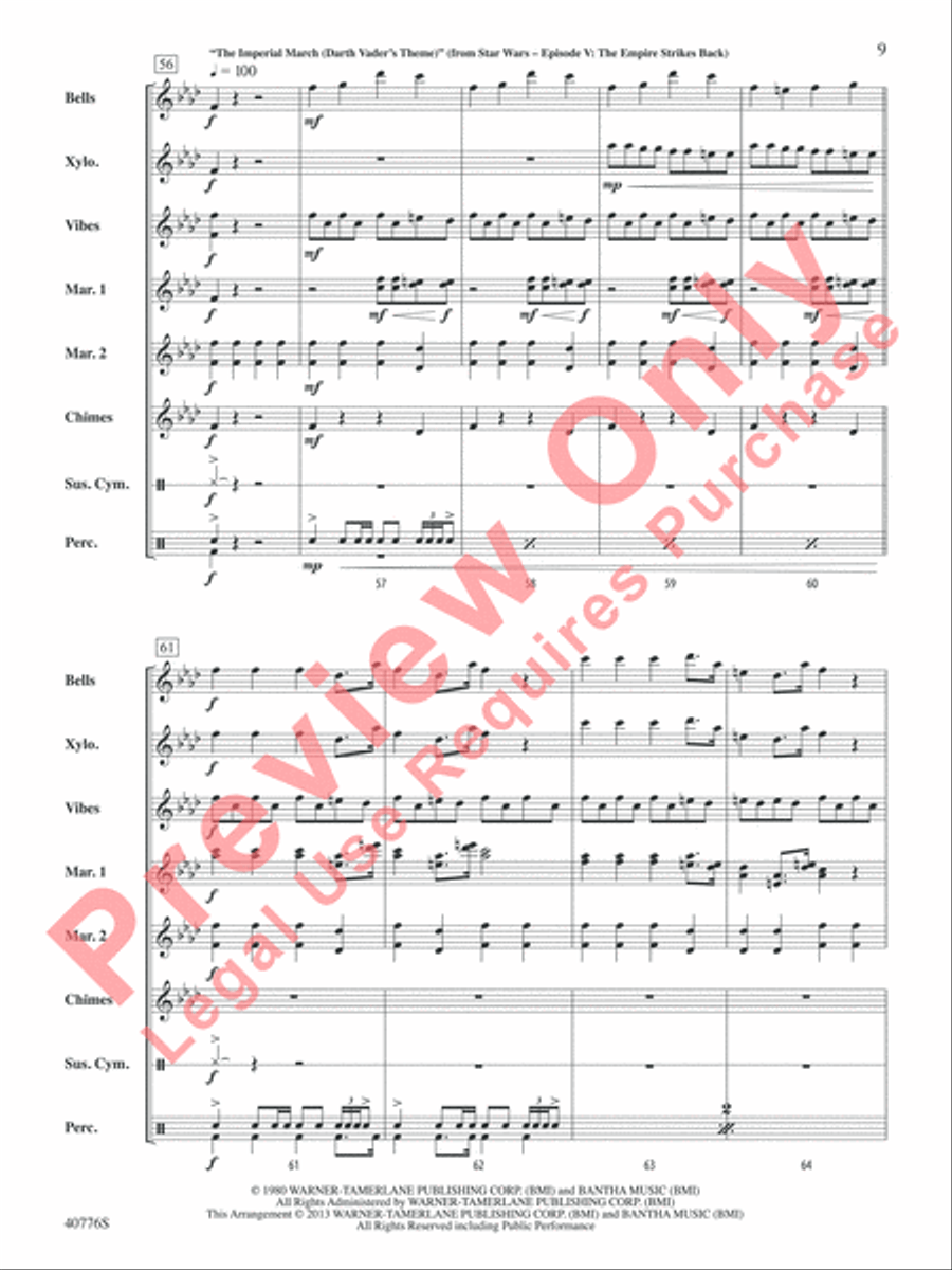 Star Wars Medley Star Wars Medley Percussion Ensemble scores gallery preview page 10