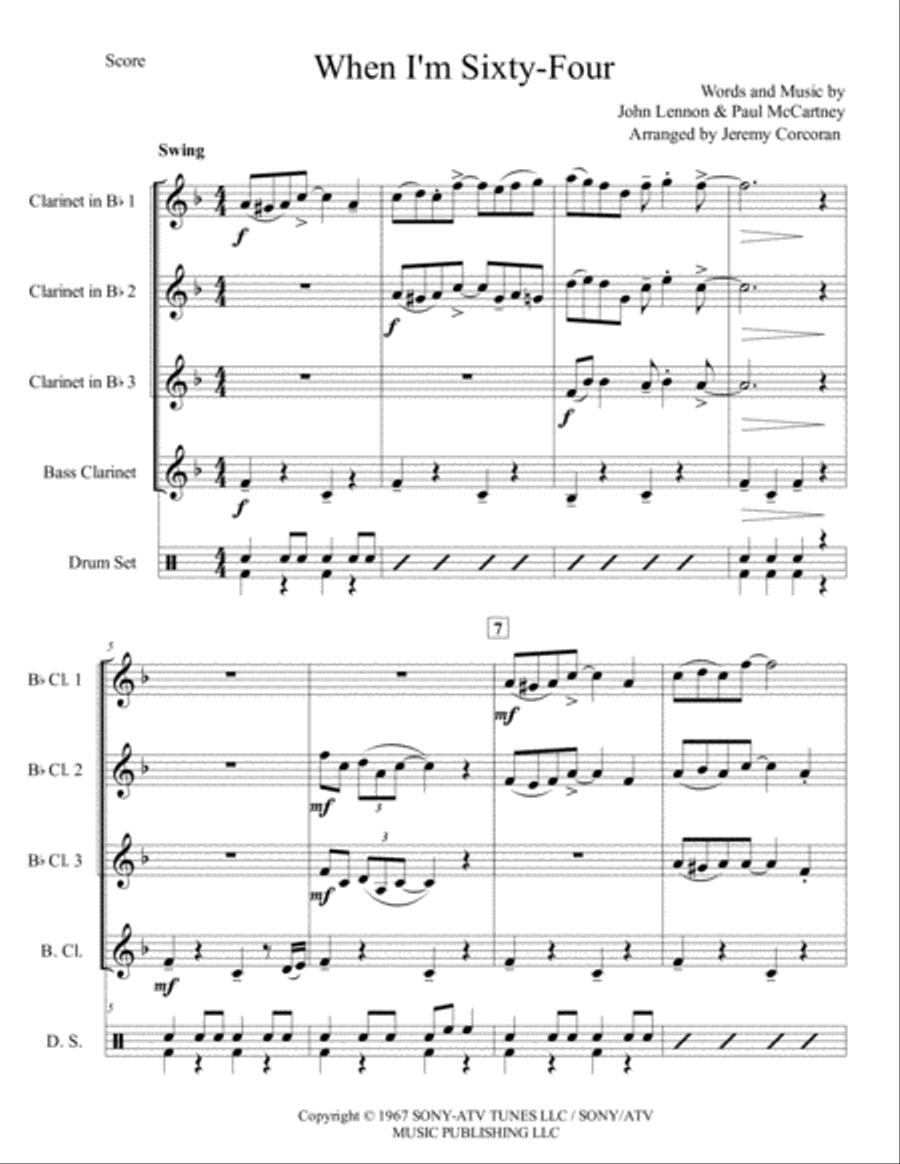 When I'm Sixty-four Woodwind Quartet scores gallery preview page 2