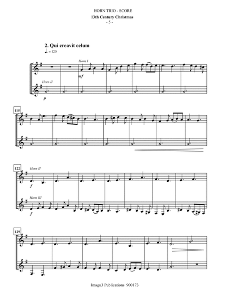 Four Traditional 13th Century Christmas Carols for French Horn Trio image number null
