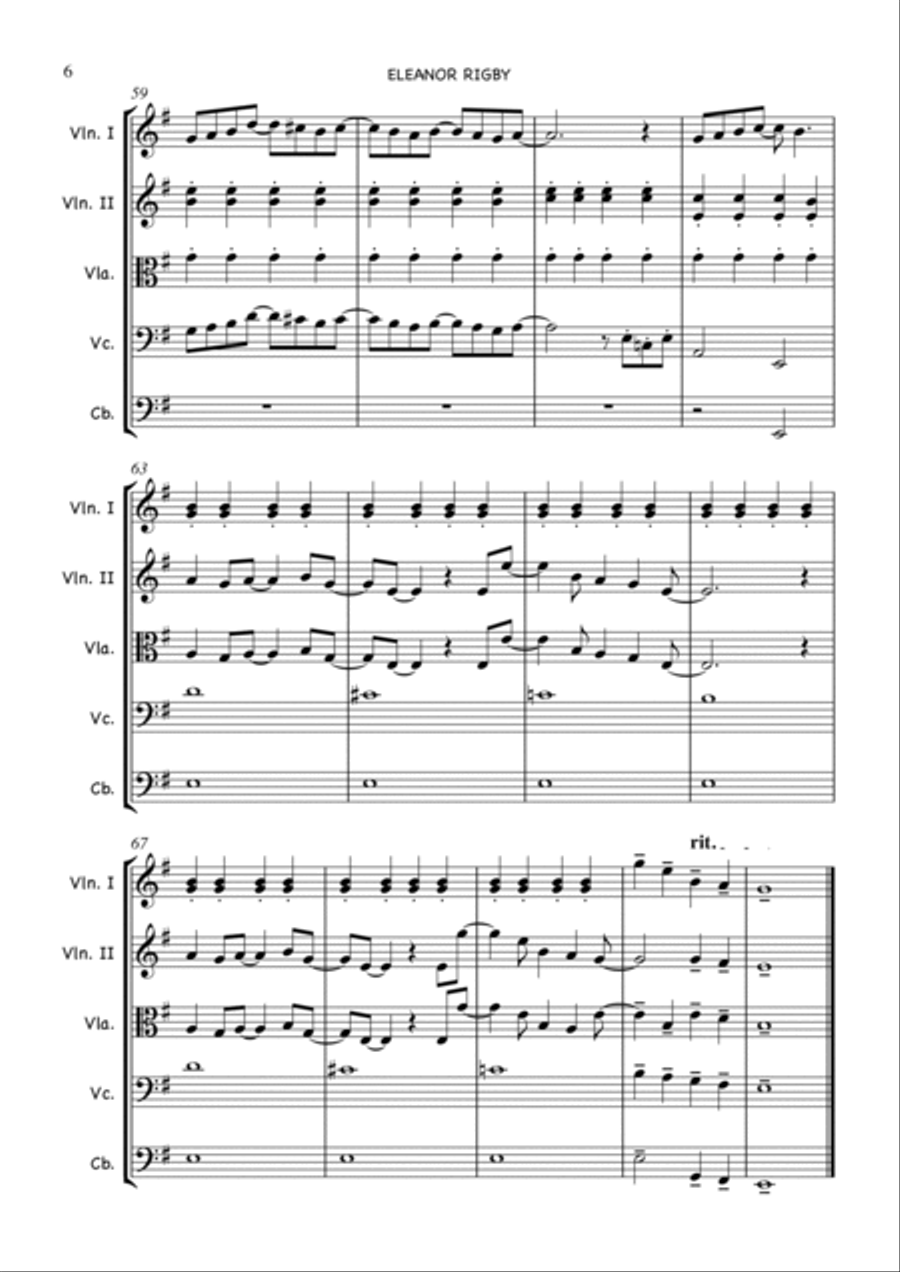 Eleanor Rigby Eleanor Rigby String Quartet scores gallery preview page 6