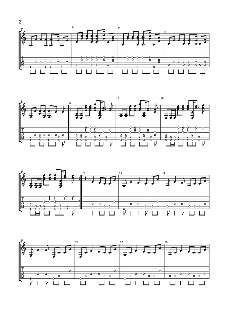 Demons (Imagine Dragons) Acoustic Fingerstyle Guitar Tab Acoustic Guitar scores gallery preview page 2